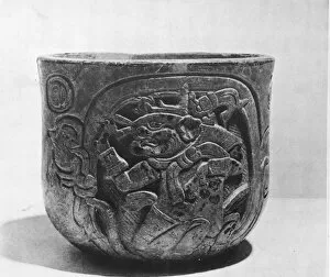 Architecture And Art Collection: Mayan Pottery With Engraved Jaguar