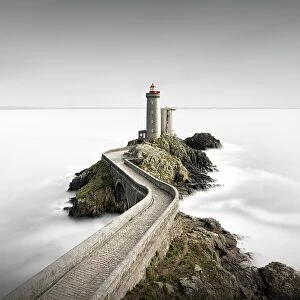 Simplicity in Focus: A Minimal Art Photography Collection: Minimalist long exposure in the square of the Phare de Petit Minou lighthouse on the coast of