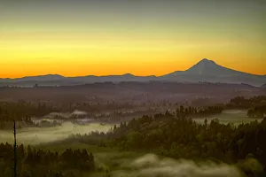 Moonrise and Sunrise Over Mount Hood Sandy River Moonrise and Sunrise Over Mount Hood Sandy River