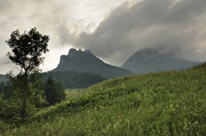 Mt. Poludnove Skaly, left, and Mt. Velky Rozsutec, 1609 m, right, Stefanova, Mala Fatra National Park, Slovakia, Europe Mt. Poludnove Skaly, left, and Mt. Velky Rozsutec, 1609 m, right, Stefanova, Mala Fatra National Park, Slovakia, Europe