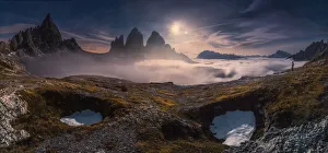 night view panorama of tre cime di lavaredo night view panorama of tre cime di lavaredo