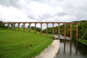 The nineteenth century arched Leaderfoot Viaduct over the River Tweed in the Scottish Borders, Scotland The nineteenth century arched Leaderfoot Viaduct over the River Tweed in the Scottish Borders, Scotland