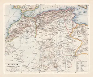 North Africa: Algeria, Morocco and Tunisia, lithograph, published in 1897 North Africa: Algeria, Morocco and Tunisia, lithograph, published in 1897