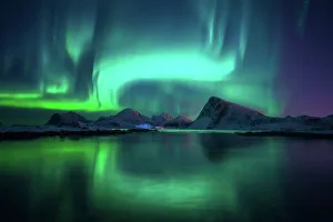 Northern Lights over the Lofoten Islands in Norway