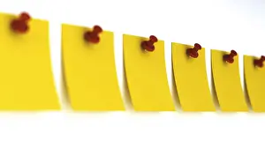 White Background Office Supplies Prints: Notes with push pins, 3D rendering