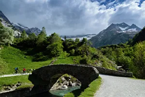 Old Bridge Over the Gave River, The Cirque Of Gavarnie, Hautes Pyrenees, France Old Bridge Over the Gave River, The Cirque Of Gavarnie, Hautes Pyrenees, France