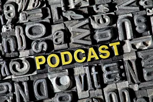Old lead letters forming the word Podcast Old lead letters forming the word Podcast