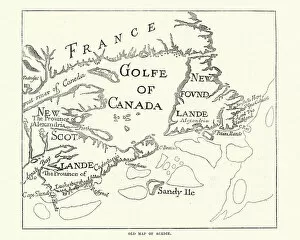 Acadie Collection: Old Map of Acadie, Canada