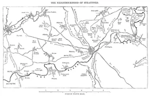 Old Map of the Stratford-on-Avon District of England circa 16th Century Old Map of the Stratford-on-Avon District of England circa 16th Century