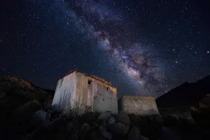 Old ruins of Tibetan monastery and the milky way Old ruins of Tibetan monastery and the milky way