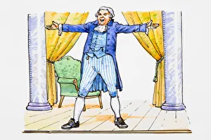 Opera singer on stage in 18th century style costume Opera singer on stage in 18th century style costume