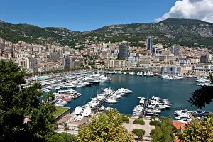 Overlooking the harbour of Monaco, Port Hercule, Monte Carlo, Principality of Monaco, Cote dAzur, Mediterranean Sea Overlooking the harbour of Monaco, Port Hercule, Monte Carlo, Principality of Monaco, Cote dAzur, Mediterranean Sea