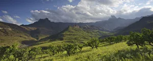 Panoramic view of the Amphitheatre range in the Drakensberg mountains Panoramic view of the Amphitheatre range in the Drakensberg mountains