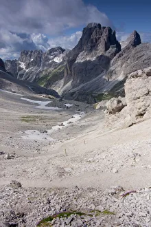 Peak of the Rosengarten massif with Vajolet valley, Dolomites range, South Tyrol, Italy Peak of the Rosengarten massif with Vajolet valley, Dolomites range, South Tyrol, Italy