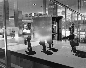 People reflected in window, New York City People reflected in window, New York City