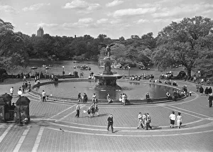 People walking around Bethesda Fountain in Central Park, New York USA, (B&W) People walking around Bethesda Fountain in Central Park, New York USA, (B&W)