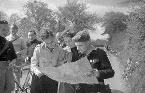 Fine Art Storehouse Print: Cyclists Study Map, 1948