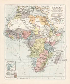 Political map of Africa, lithograph, published in 1899 Political map of Africa, lithograph, published in 1899