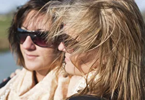Portrait of two teenagers with sunglasses Portrait of two teenagers with sunglasses