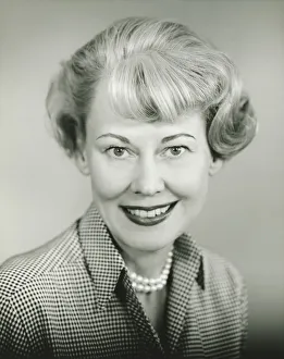 Portrait of woman with pearl necklace, (B&W), (Close-up) Portrait of woman with pearl necklace, (B&W), (Close-up)