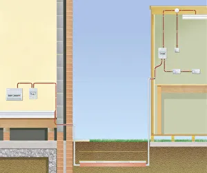 Power supply connected underground to an outbuilding Power supply connected underground to an outbuilding