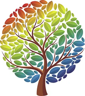 Colorful Illustration Prints: Rainbow Tree Illustration