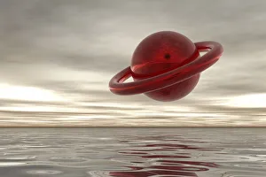 Red flying object in the grey sky, 3D computer graphics Red flying object in the grey sky, 3D computer graphics