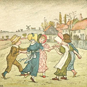 Regency style children dancing in a ring