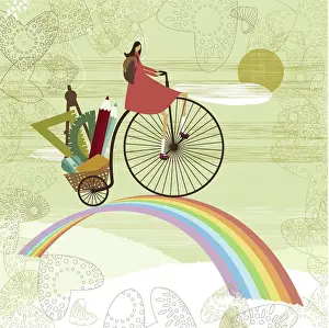 Whimsical Fine Art Prints: Riding Over a Rainbow