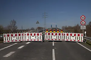 Roadblock, Werne-Stockum, Ruhrgebiet area, North Rhine-Westphalia, Germany, Europe Roadblock, Werne-Stockum, Ruhrgebiet area, North Rhine-Westphalia, Germany, Europe