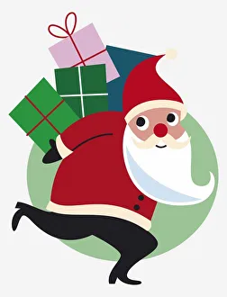 Santa Claus carrying presents on his back Santa Claus carrying presents on his back