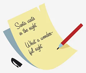 Santa visits in the night, What a wonderful sight note and pen Santa visits in the night, What a wonderful sight note and pen