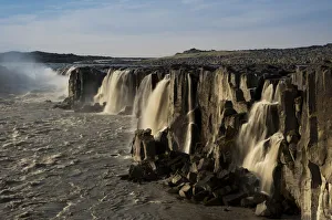 Selfoss waterfall on the Joekulsa a Fjoellum river, Norourland eystra, north-eastern Iceland, Iceland, Europe Selfoss waterfall on the Joekulsa a Fjoellum river, Norourland eystra, north-eastern Iceland, Iceland, Europe