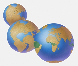 Sequence of llustrations showing how the Earth has changed from Pangaea, the crust moving with continents breaking Sequence of llustrations showing how the Earth has changed from Pangaea, the crust moving with continents breaking