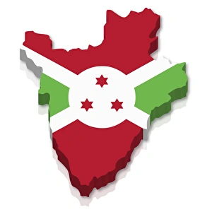 Shape and national flag of Burundi, 3D computer graphics Shape and national flag of Burundi, 3D computer graphics