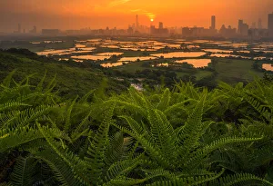 Shenzhen skyline looking from hongkong country side Shenzhen skyline looking from hongkong country side