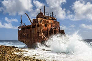A shipwreck on the coast of Little Curacao A shipwreck on the coast of Little Curacao