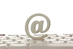 At sign on a computer keyboard, symbolic image for the internet At sign on a computer keyboard, symbolic image for the internet