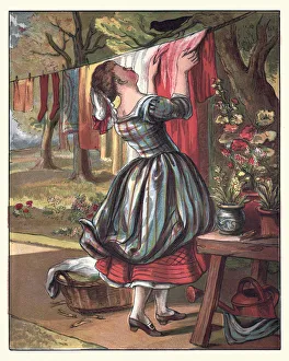 Sing a Song of Sixpence, Maid Hanging out the clothes