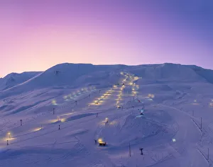 Ski slopes at twilight, Akureyri, Iceland Ski slopes at twilight, Akureyri, Iceland