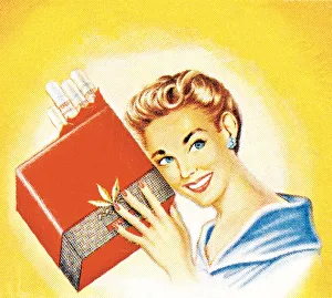 Smiling Woman and a Pack of Cigarettes Smiling Woman and a Pack of Cigarettes