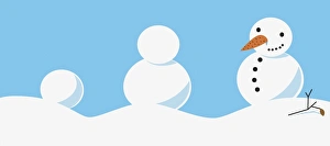 Snowman at three different stages of build Snowman at three different stages of build
