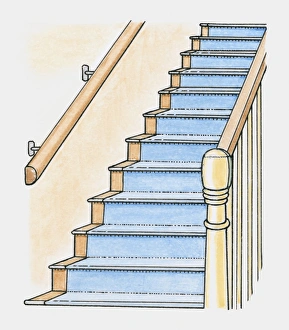 Staircase fitted with a second rail to give further stability Staircase fitted with a second rail to give further stability