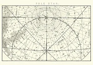 Star chart for the Polestar (Polaris), 19th Century Star chart for the Polestar (Polaris), 19th Century