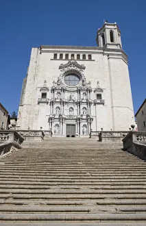 Steps in front of cathedral, low angle view, Girona, Spain Steps in front of cathedral, low angle view, Girona, Spain