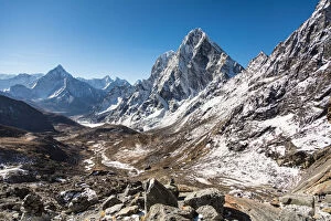 Stunning view over the Himalayas (Cholatse and Ama Dablam peaks)