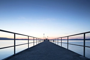 Summer evening mood, boat pier on Lake Constance, Lake Constance, Mannenbach, Canton of Thurgau, Switzerland Summer evening mood, boat pier on Lake Constance, Lake Constance, Mannenbach, Canton of Thurgau, Switzerland