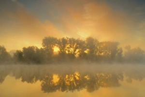 Sunrise on a meander of the Rhine, Xanten, Lower Rhine, Germany Sunrise on a meander of the Rhine, Xanten, Lower Rhine, Germany