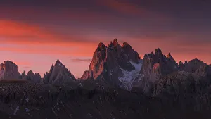 Sunrise at the mountain range in Dolomites Sunrise at the mountain range in Dolomites