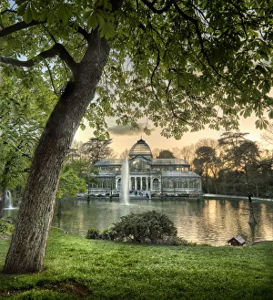 Sunset at the Crystal Palace, Buen Retiro Park. Madrid Spain Sunset at the Crystal Palace, Buen Retiro Park. Madrid Spain